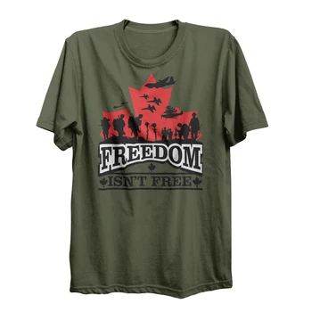 Libertatea nu Este Gratuit. Armata Canadiana Tricou. Maneca scurta 100% Bumbac Casual T-shirt Vrac Top Marimea S-3XL