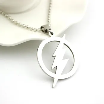 Cadou din Oțel Inoxidabil Flash Fulgerul Simbol Logo-ul Geometrice Rotunde Film super-Erou Fulger Semn Naturale Vreme Colier bijuterii
