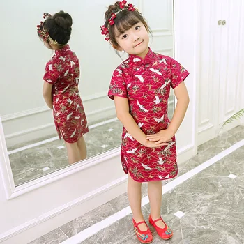 Elegant Qipao Fete Dress Vestidos Cheongsam Copii Îmbrăcăminte De Epocă Flori De Haine Pentru Copii Baby Girl Rochii De Vara Adolescent