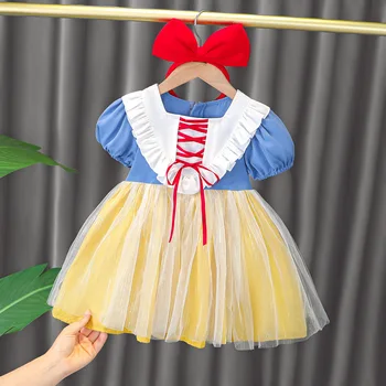 De moda Rochie de Printesa pentru Fete cu Bentita Petrecere Fusta de Zapada Copii de 4 ani Rochie Fetita din Bumbac Rochie de Bal Rochii