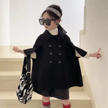 Fete față-Verso Haină de Lână Pentru Toamna Iarna 2021 coreeană de Moda pentru Copii Jacheta de Tineret Fete Gros Windproof Mantie L1269