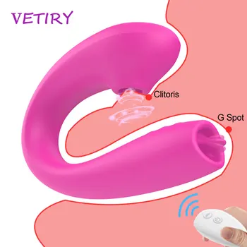 Supt Limba Lins Vibratoare Sex Oral Clitoris Stimulator U Forma Cupluri Vagin Vibrator de Masaj Jucarii Sexuale pentru Femei Masturbator