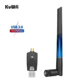 KuWFi USB3.0 AC 1300Mbps Adaptor Wifi Dual Band 2.4 G&5.8 G placa de Retea Wireless 802.11 AC Wi-Fi Dongle pentru Laptop, Desktop PC Mac