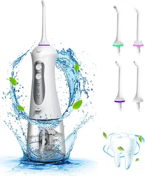 Apa se spăla pe dinți fără Fir Irigator Oral:Portabil Apă ața dentară pentru Dinți cu 300ML Detașabilă, Rezervor Reincarcabil rezistent la apa IPX7
