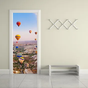 Fotografie 3d HD ușa autocolante imagini de fundal Turcia balon cu aer cald autoadezive doorwaterproof tapet autocolant pentru decorarea acasă