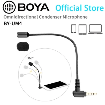 BOYA BY-UM4 3.5 mm TRRS Plug Play Condensator Microfon pentru PC-ul Dslr-urile iOS, Android, Windows Tablet Live Streaming pe Youtube Înregistrarea