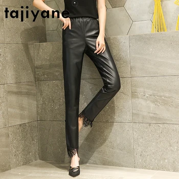 Tajiyane Pantaloni Femei piele de Oaie Pantaloni de Creion Femeii din Piele Pantaloni Femei Pânză Stil coreean Pantalones TN1318