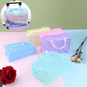 Clar Transparent din Plastic PVC Geantă de Călătorie Machiaj Cosmetice articole de Toaletă Sac Zip Husă