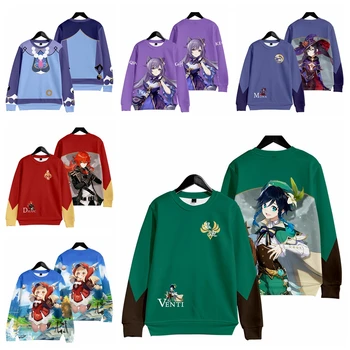 Anime Maneca Lunga T-shirt Joc Cosplay Costum Plus Catifea Tricoul Proiect Pulover Venti Diluc Mona Keqing Klee Sport Top