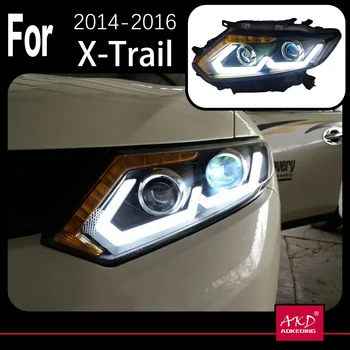 AKD Model Auto pentru Nissan X-trail Faruri 2014-2016 Rogue Faruri LED DRL Ascuns Opțiune Lampă de Cap Angel Eye Beam Accesorii