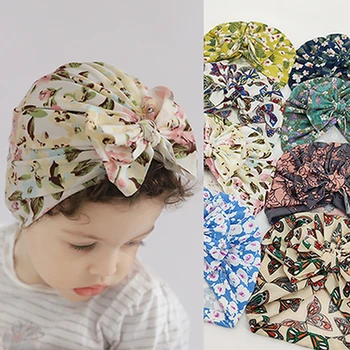Nou-Nascutul Confortabil Moale Imprimare Turban Pălărie De Epocă Flori Model Arcuri Copil Capace Copii Veșminte De Cap Accesorii De Par Cadouri