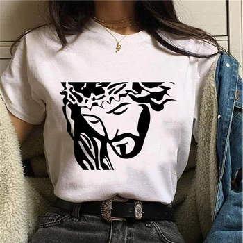 Femei Vara T-shirt Isus Creștin Imagine Imprimate T-shirt ' 90 Harajuku Agrement Streetwear de sex Feminin de Îmbrăcăminte Casual